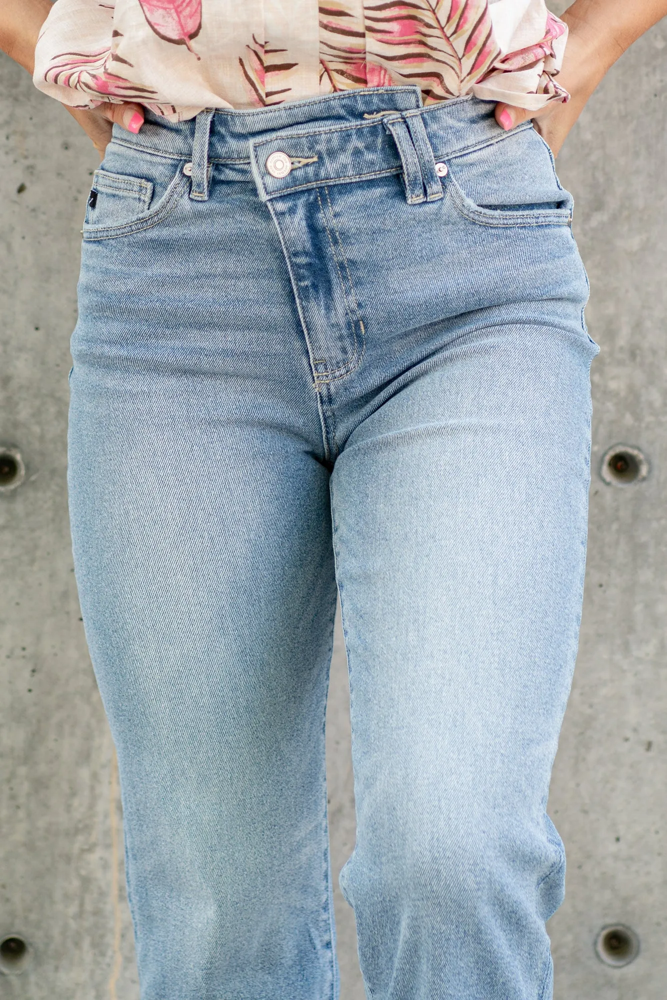 Free Spirit High Rise Cross Over Waist Straight Leg