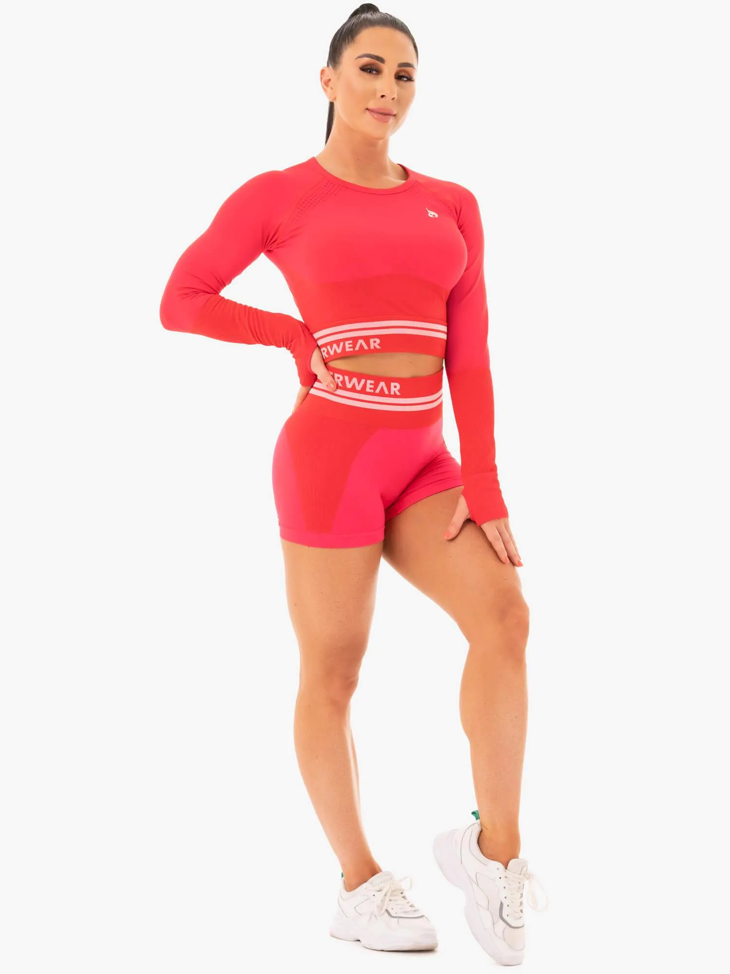 Freestyle Seamless High Waisted Shorts - Red