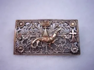 French Crown & Dog Brooch