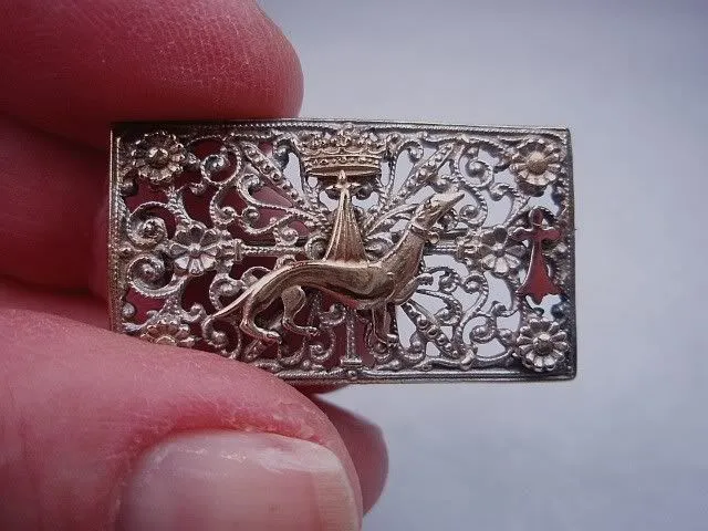 French Crown & Dog Brooch