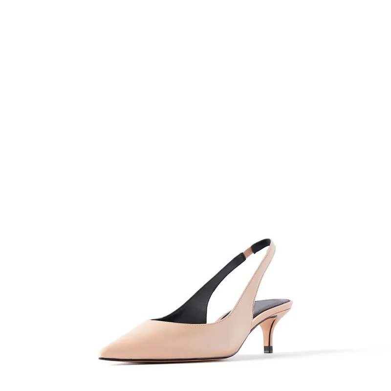 Genuine Leather Women Low High Heels Shoes
