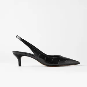 Genuine Leather Women Low High Heels Shoes