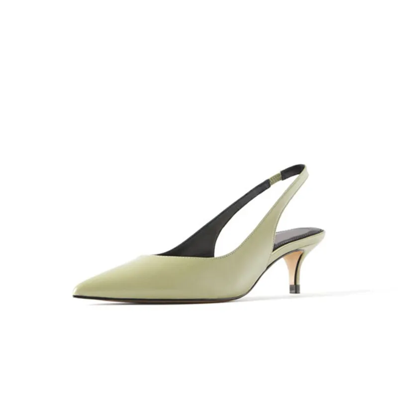 Genuine Leather Women Low High Heels Shoes