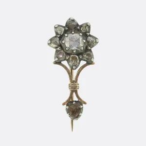 Georgian Halley's Comet Rose Cut Diamond Brooch