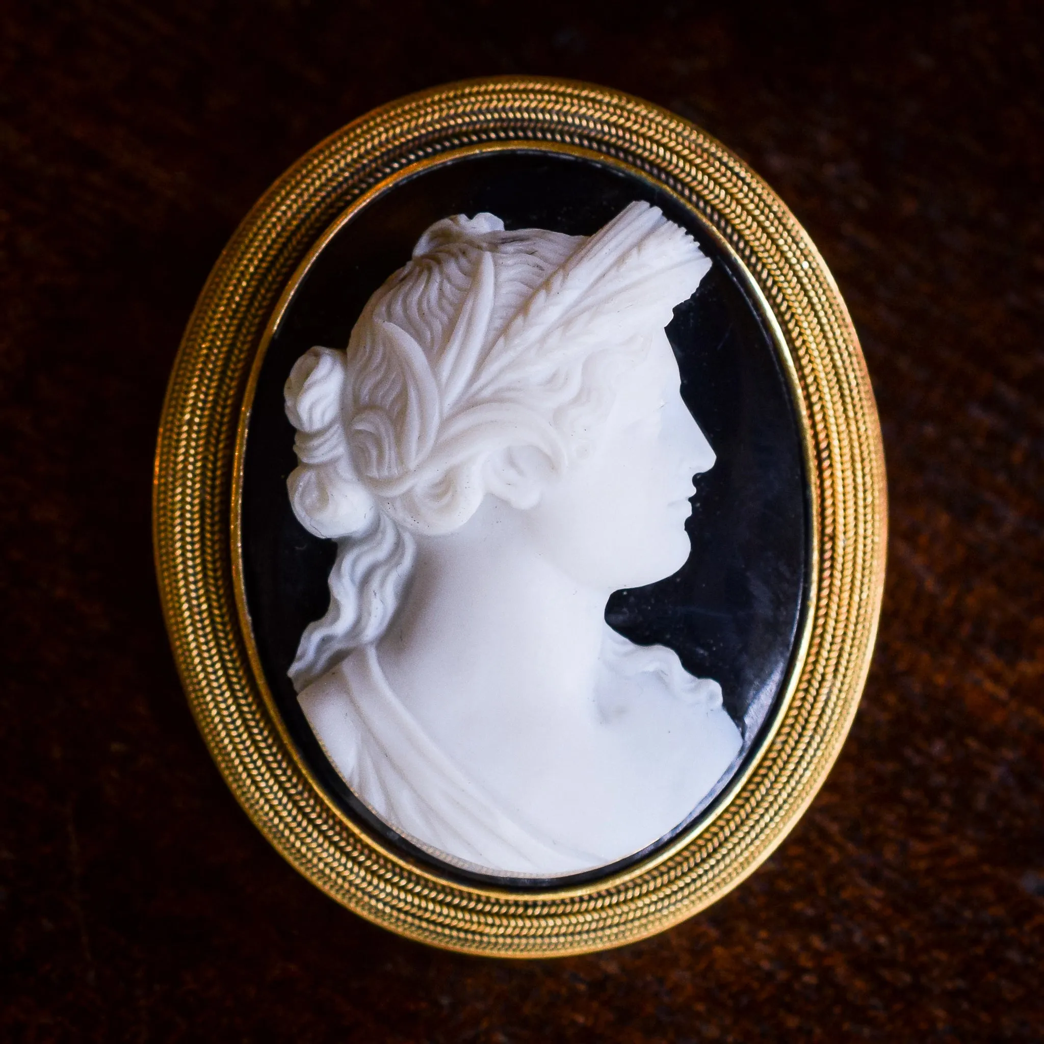 Georgian Onyx "Demeter" Cameo Brooch