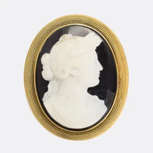 Georgian Onyx "Demeter" Cameo Brooch