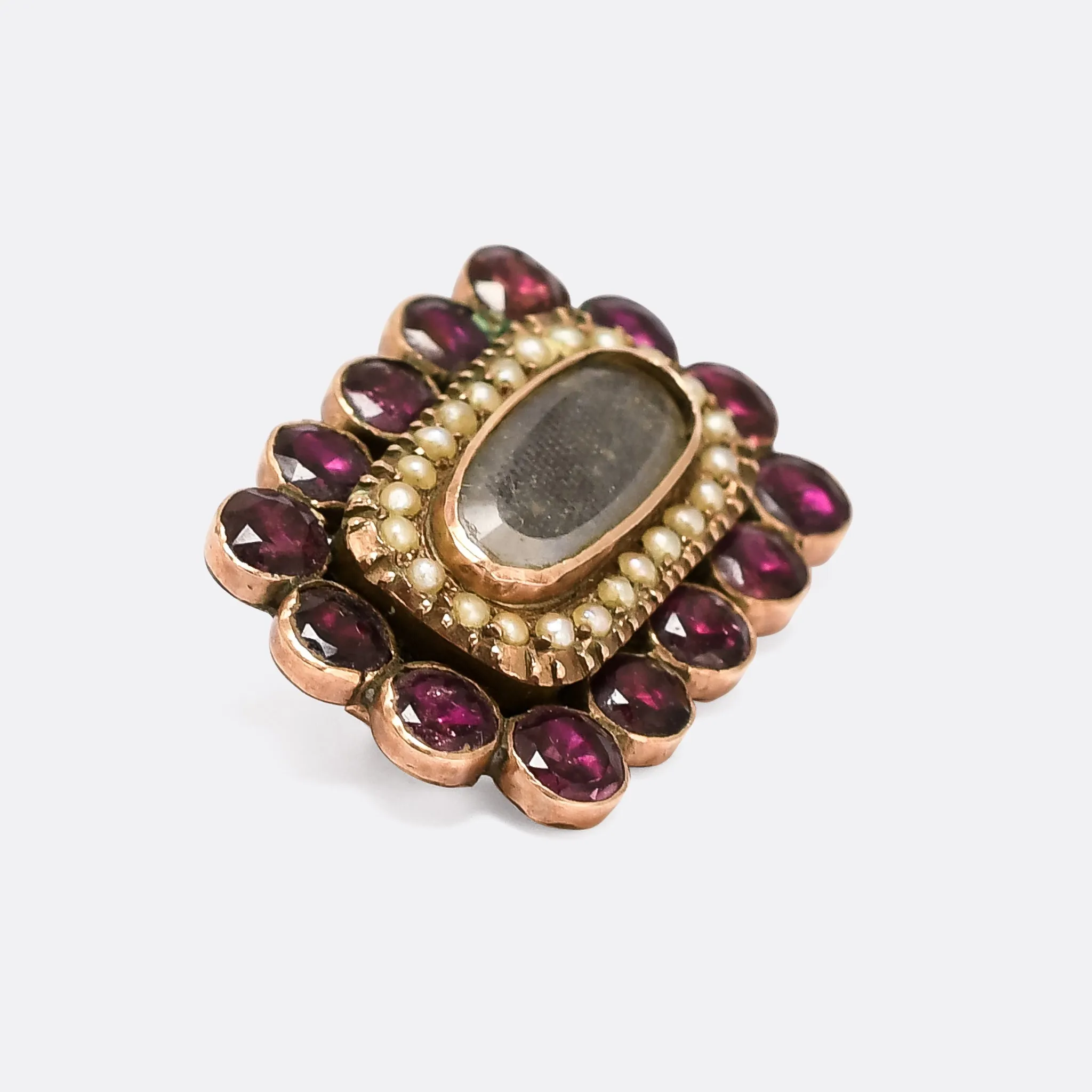 Georgian Pearl & Paste Mourning Brooch