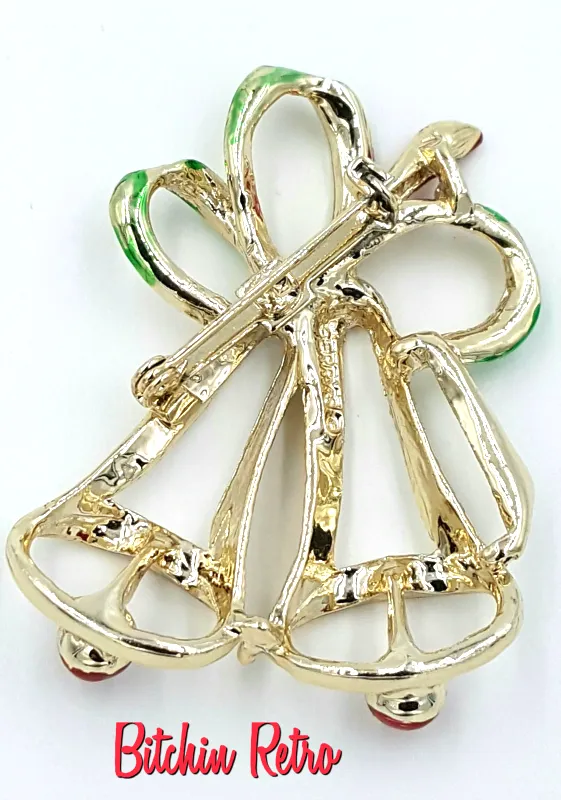 Gerry's Christmas Bells Brooch, Vintage Holiday Pin