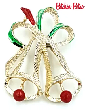 Gerry's Christmas Bells Brooch, Vintage Holiday Pin