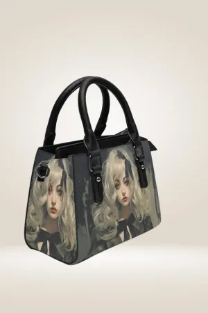 Girl With A Bow Black Satchel Bag
