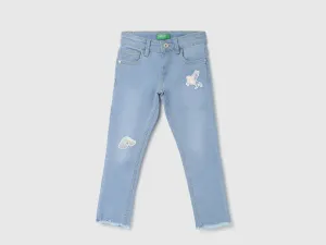 Girls Applique Slim Fit Jeans