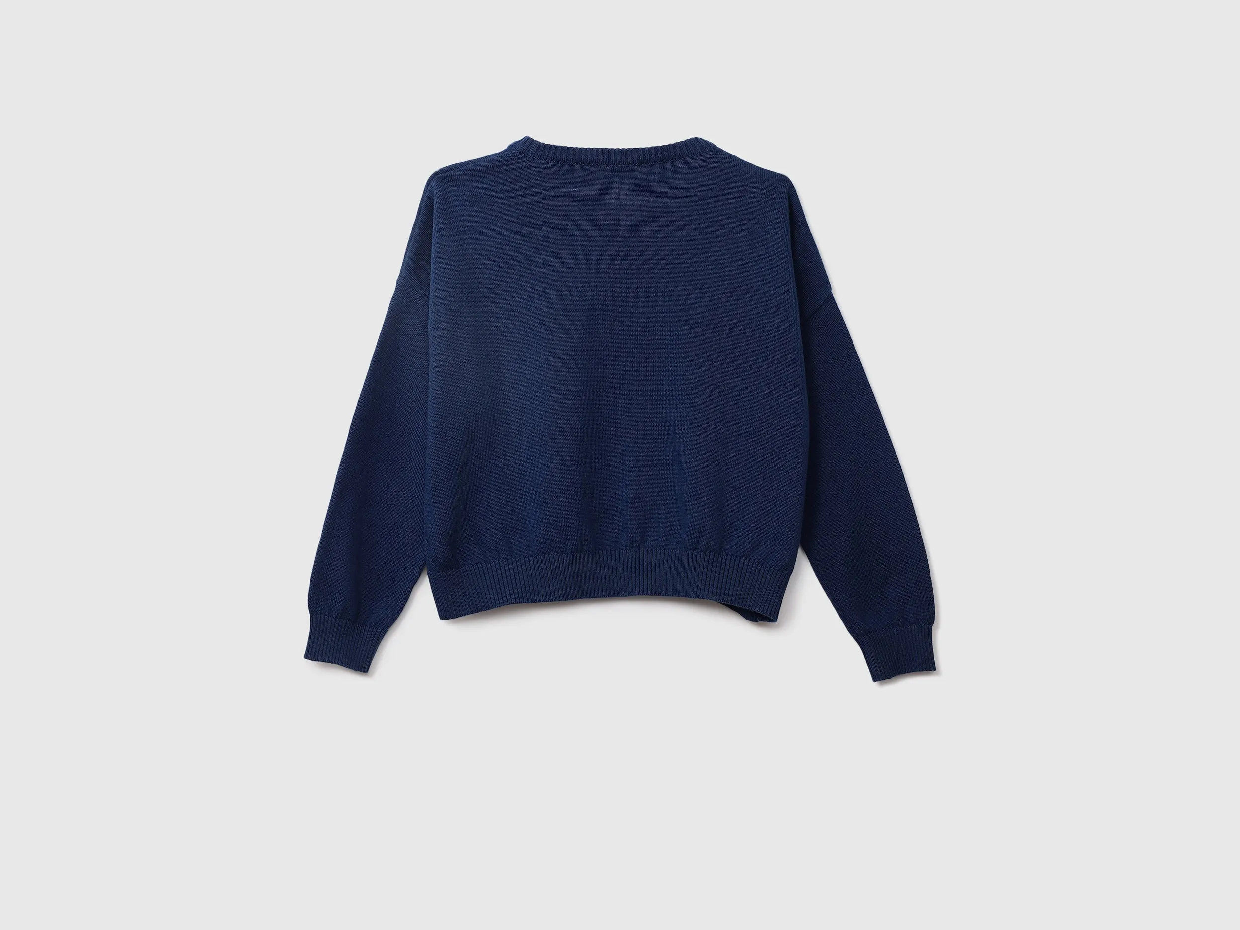Girls Navy Long Sleeve Sequined Top