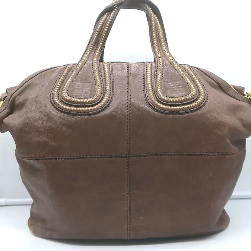 Givenchy Medium Studded Nightingale Bag Brown Leather Satchel