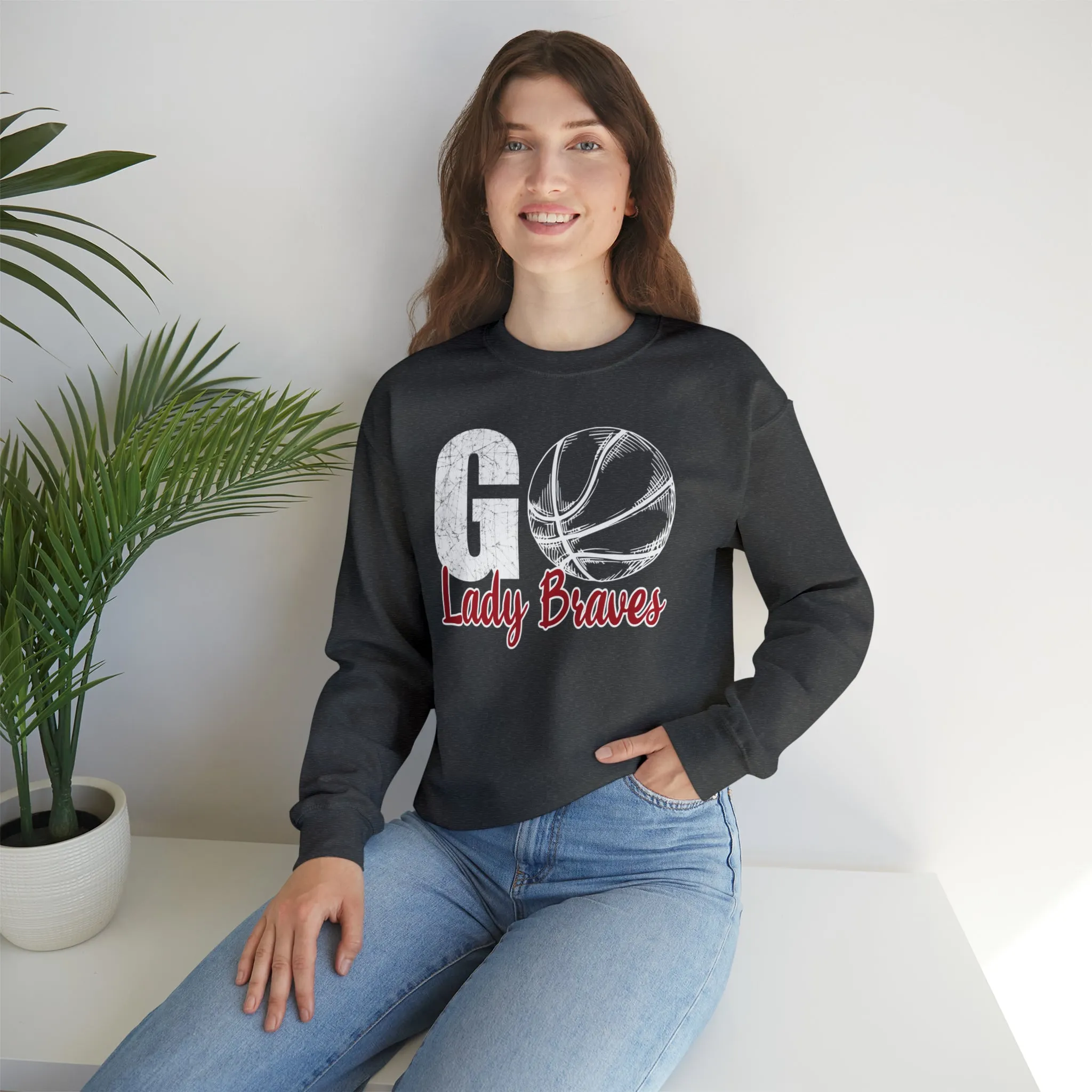 Go Lady Braves Basketball Unisex Heavy Blend™ Crewneck Sweatshirt