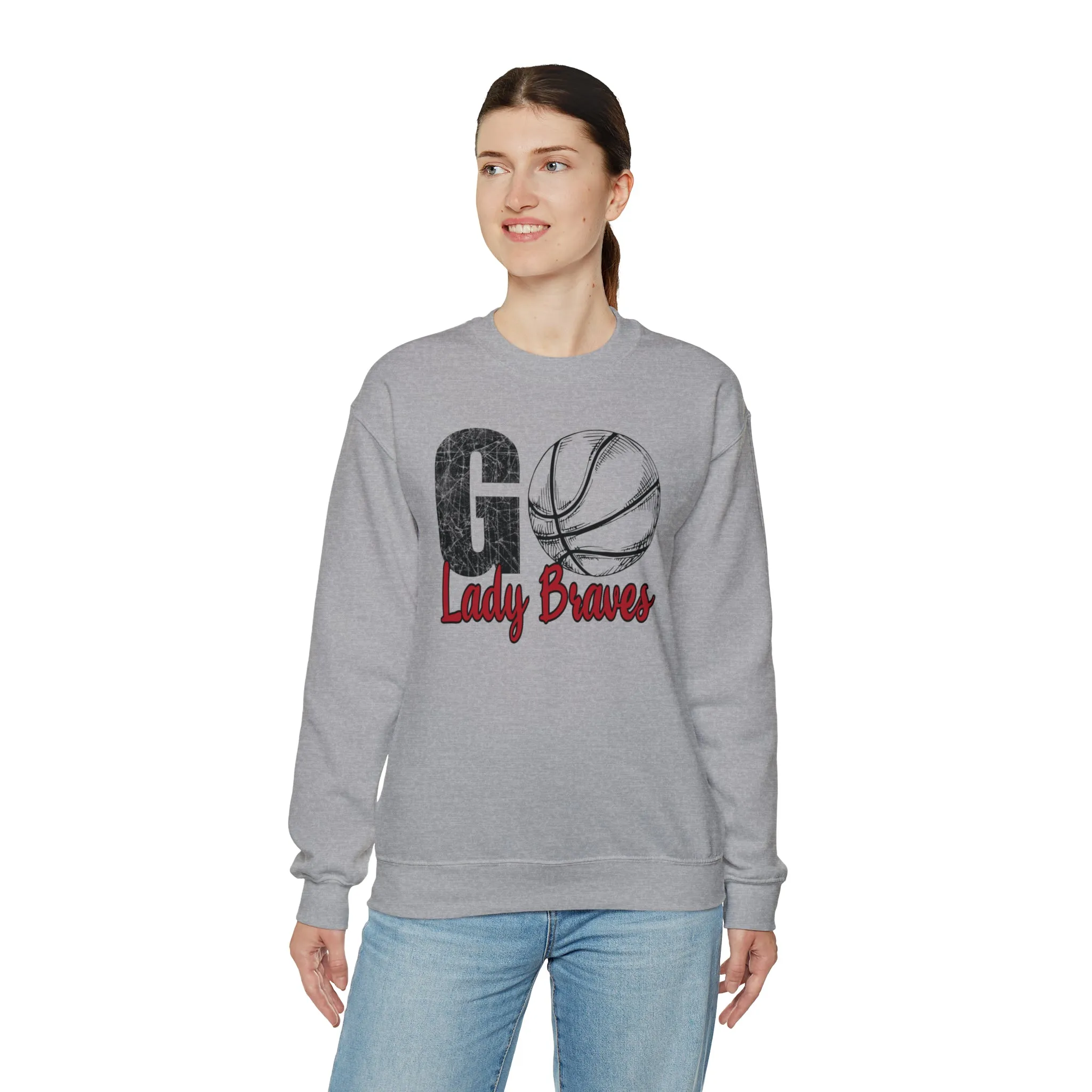Go Lady Braves Basketball Unisex Heavy Blend™ Crewneck Sweatshirt