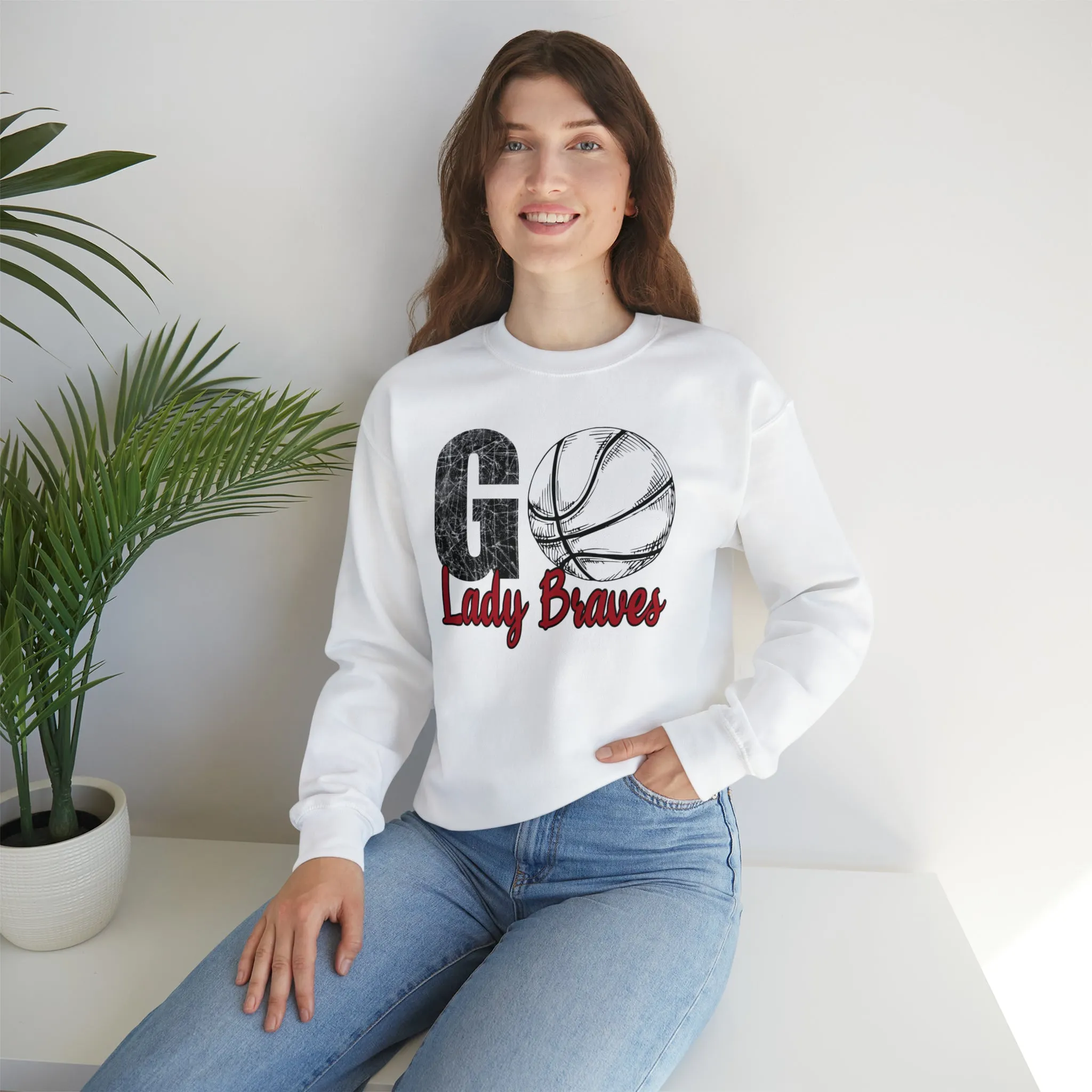 Go Lady Braves Basketball Unisex Heavy Blend™ Crewneck Sweatshirt