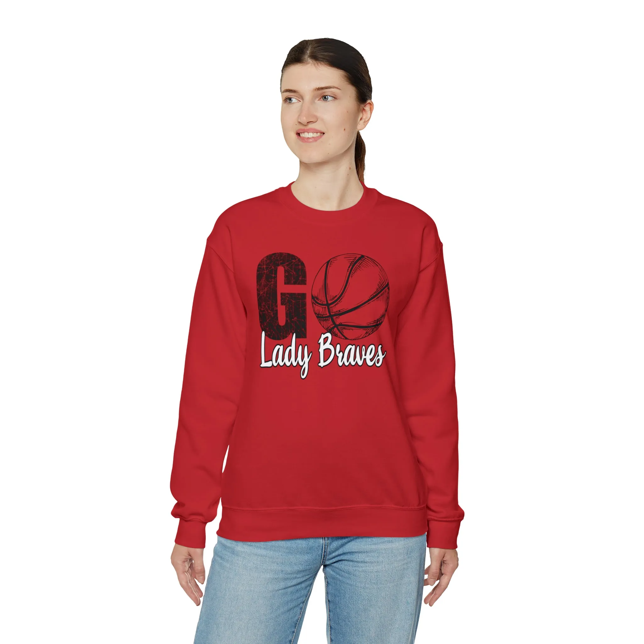 Go Lady Braves Basketball Unisex Heavy Blend™ Crewneck Sweatshirt
