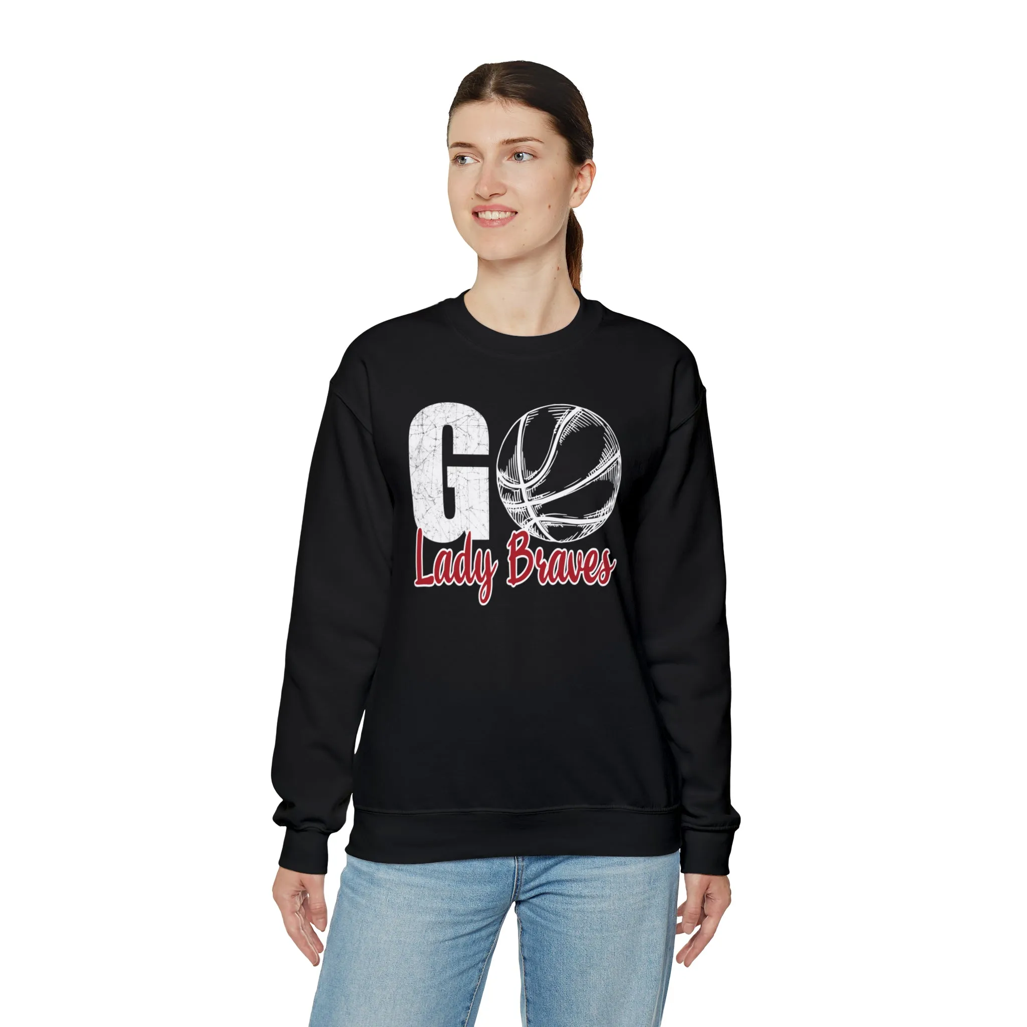 Go Lady Braves Basketball Unisex Heavy Blend™ Crewneck Sweatshirt