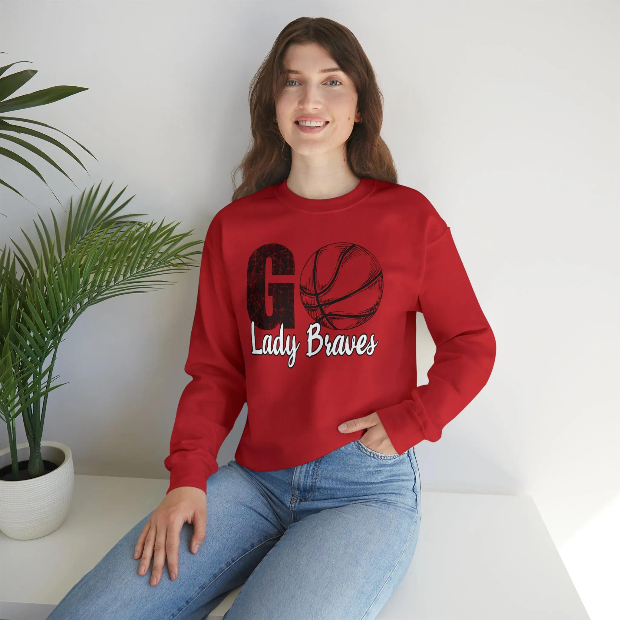 Go Lady Braves Basketball Unisex Heavy Blend™ Crewneck Sweatshirt