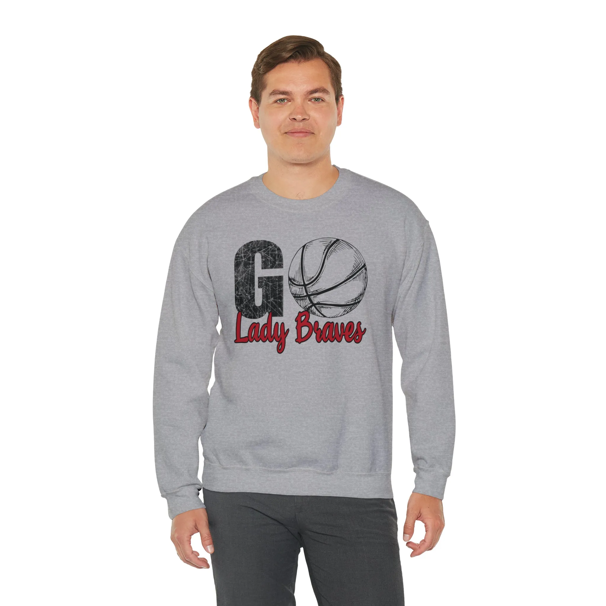 Go Lady Braves Basketball Unisex Heavy Blend™ Crewneck Sweatshirt