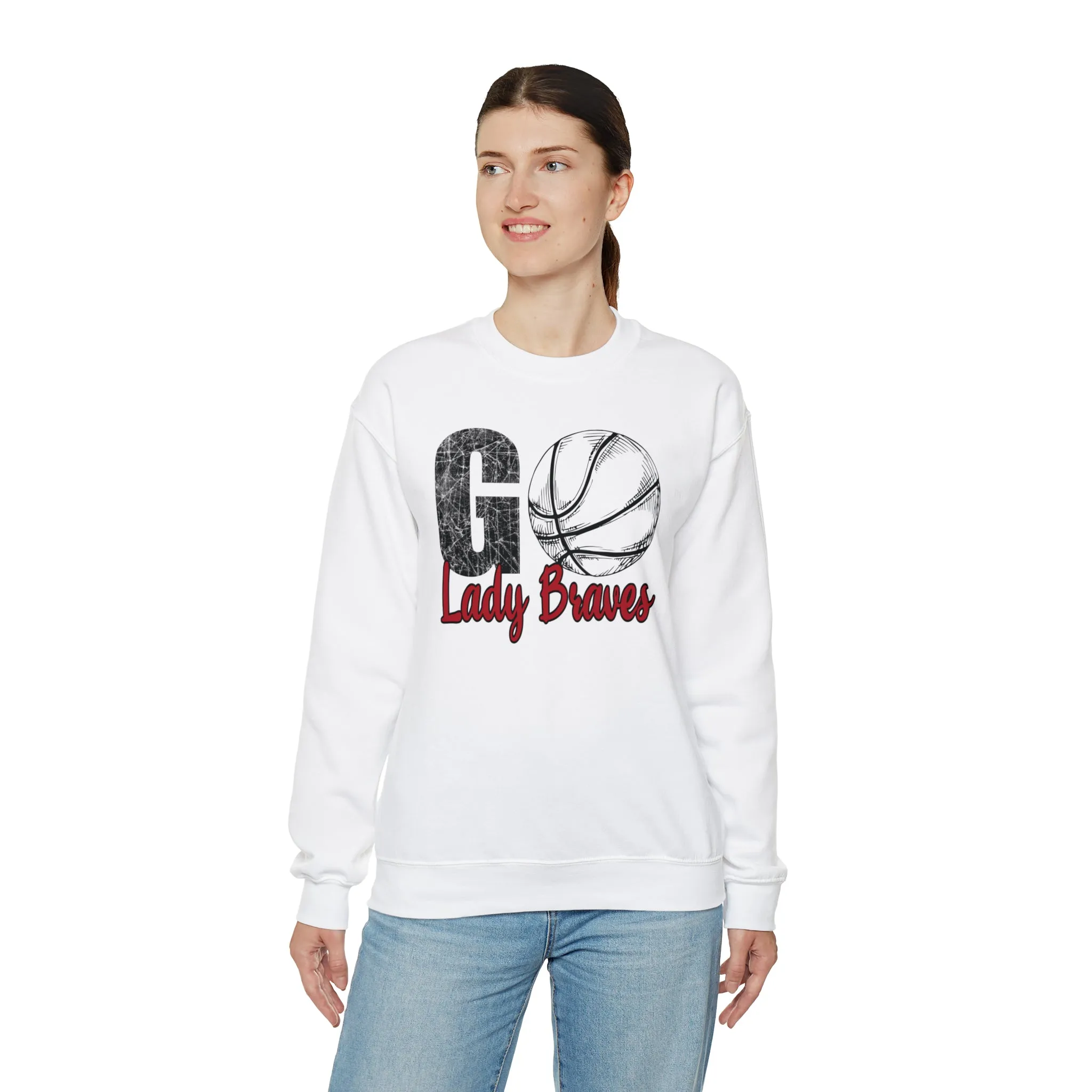 Go Lady Braves Basketball Unisex Heavy Blend™ Crewneck Sweatshirt