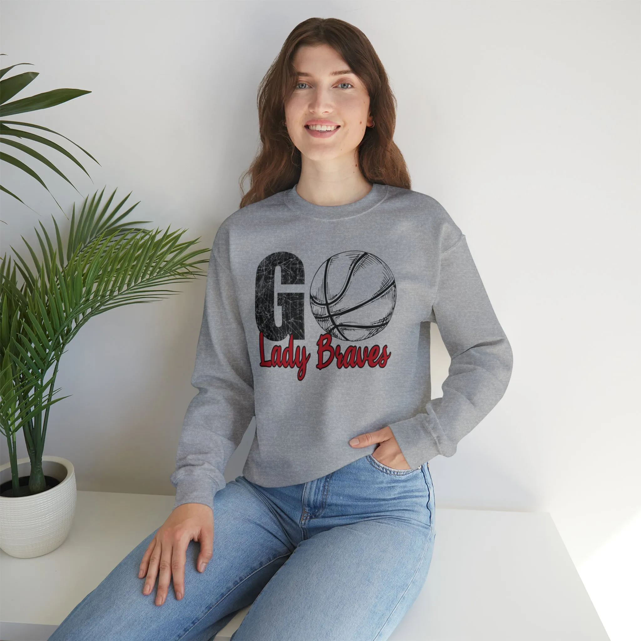 Go Lady Braves Basketball Unisex Heavy Blend™ Crewneck Sweatshirt