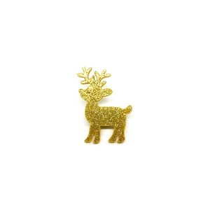 Gold Glitter Deer Laser Cut Acrylic Brooch Pin - LM