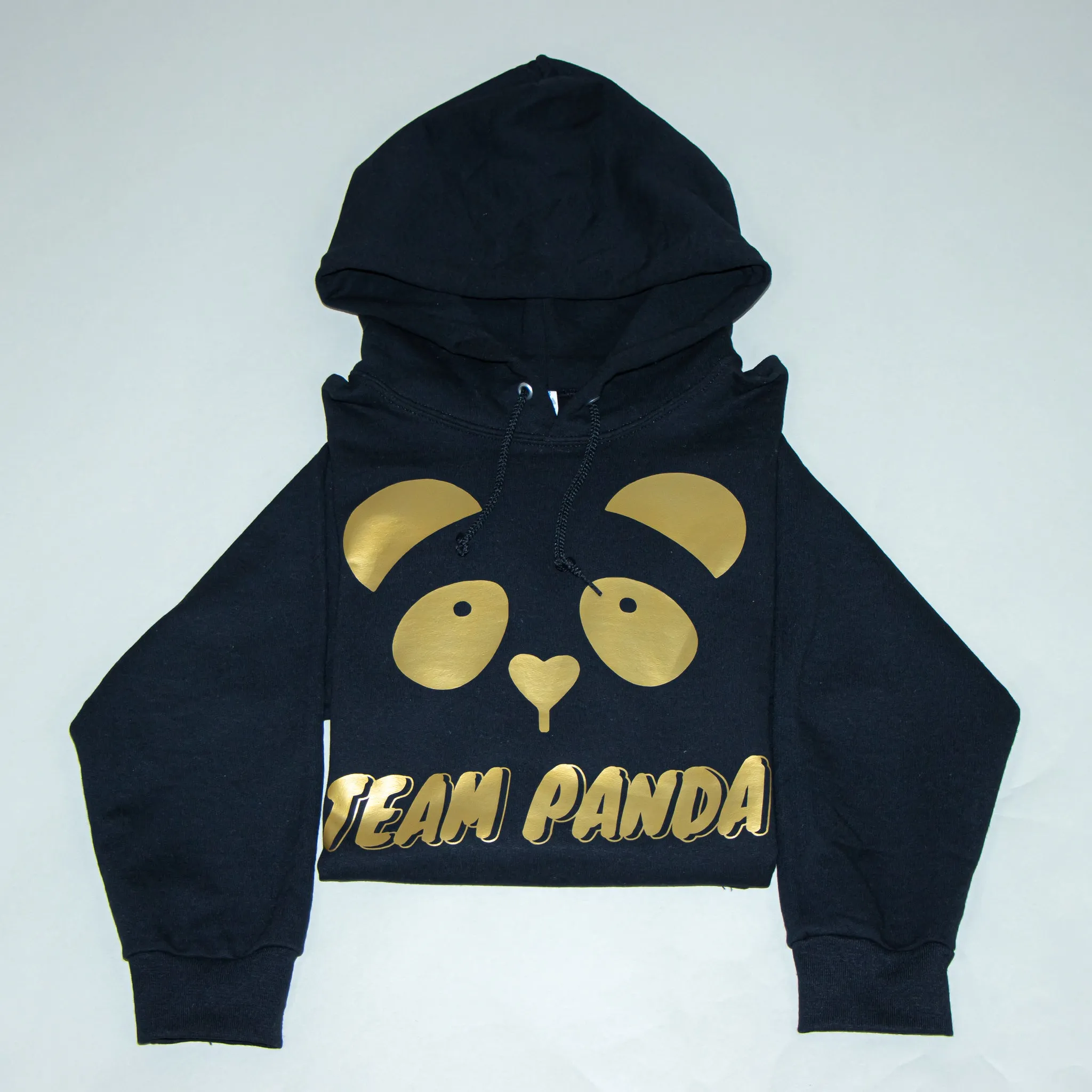 Gold Print Panda Hoodie (Black)
