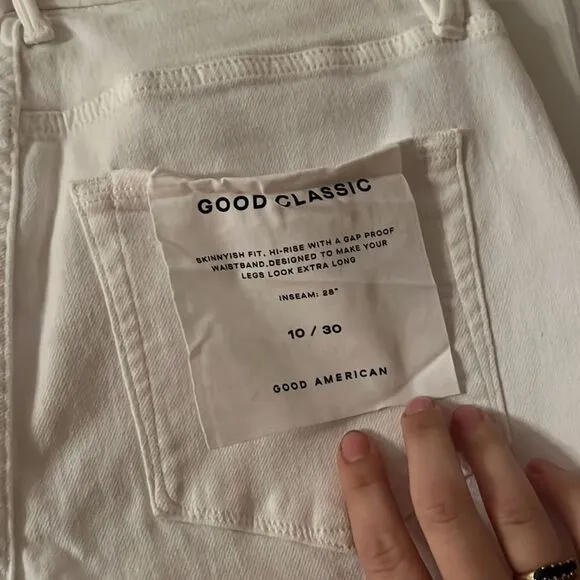 GOOD AMERICAN Good Classic High Waist Slim Jeans White