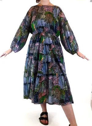 Gorman painterly maxi dress with slip size 12