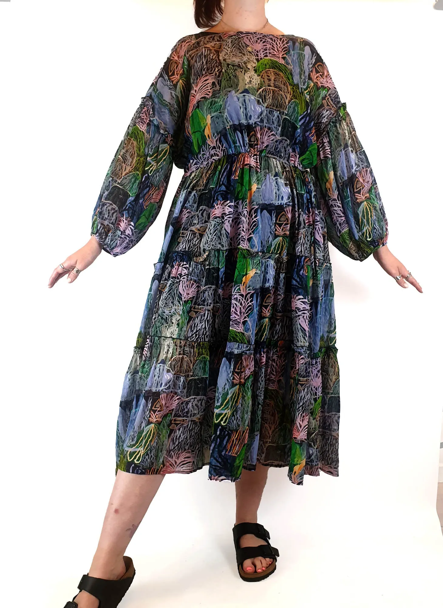 Gorman painterly maxi dress with slip size 12