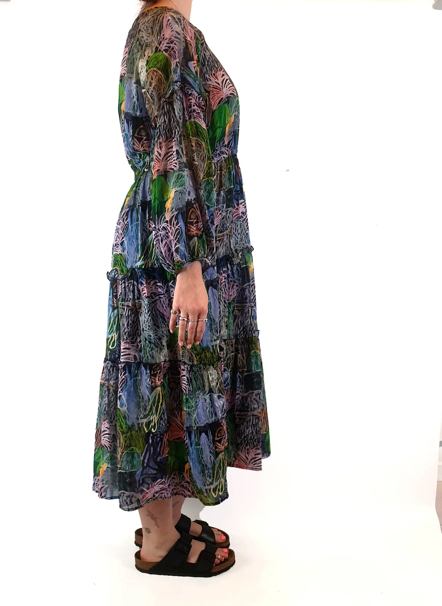 Gorman painterly maxi dress with slip size 12