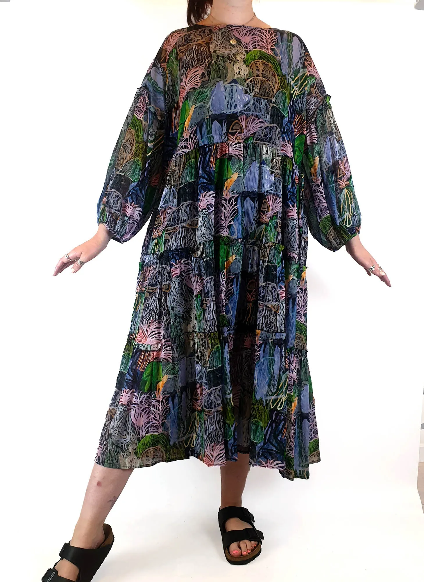 Gorman painterly maxi dress with slip size 12