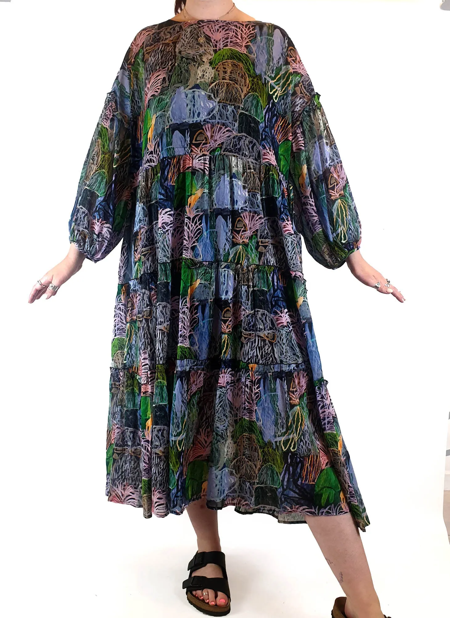 Gorman painterly maxi dress with slip size 12