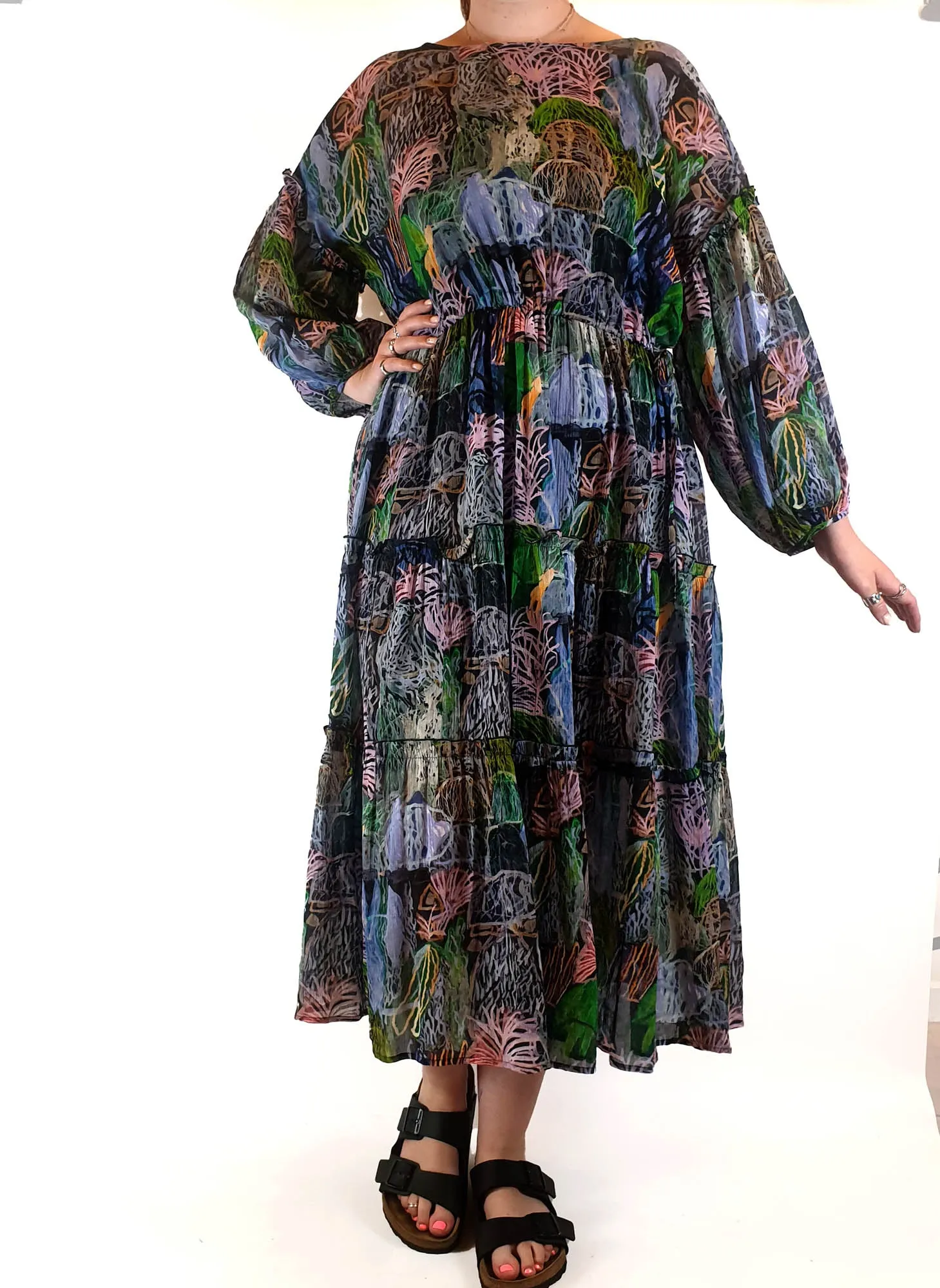 Gorman painterly maxi dress with slip size 12