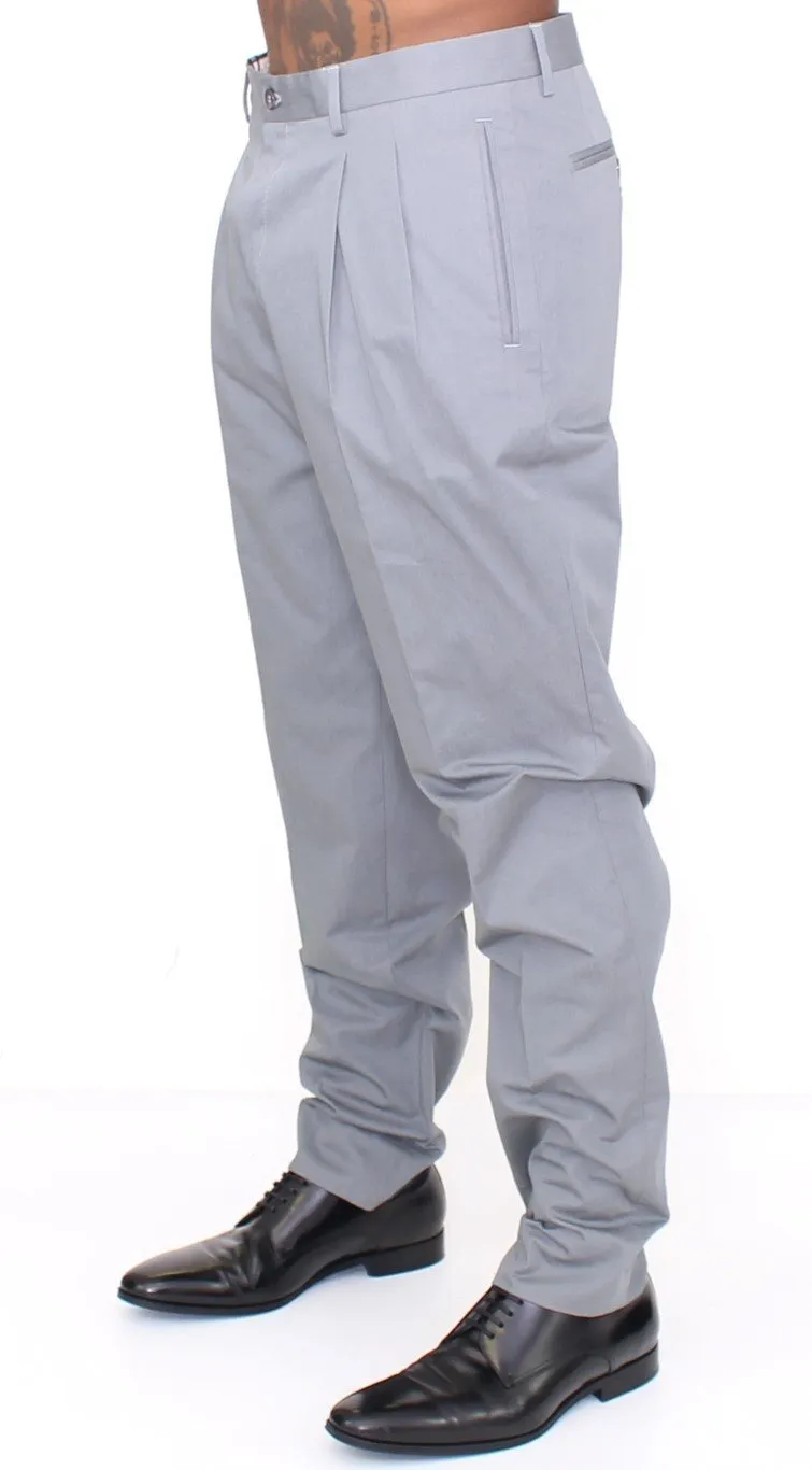 Gray Cotton Slim fit Pants Chinos
