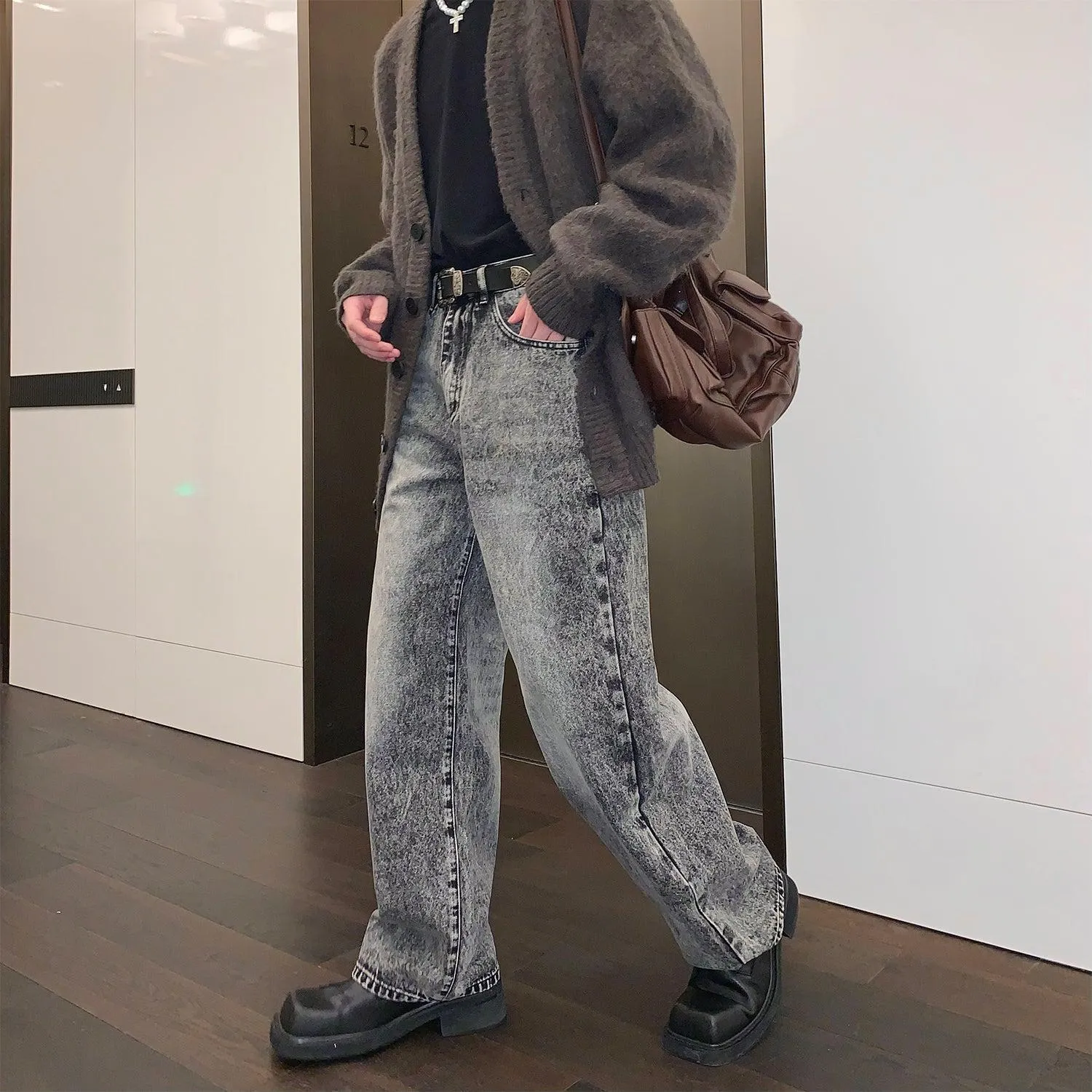 Gray Straight Leg Jeans