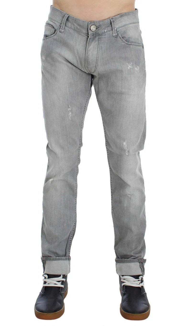 Gray Wash Denim Cotton Stretch Slim Fit Jeans