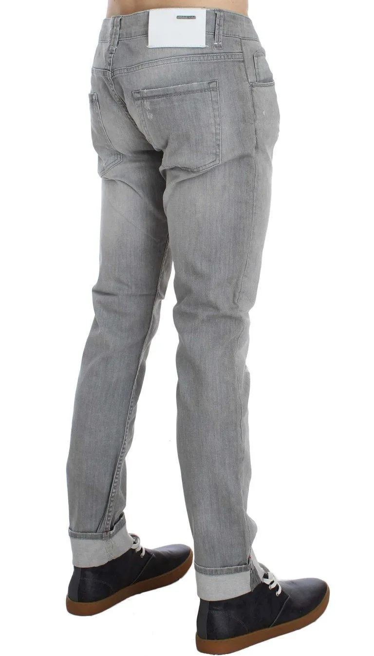 Gray Wash Denim Cotton Stretch Slim Fit Jeans