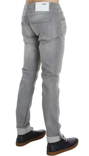 Gray Wash Denim Cotton Stretch Slim Fit Jeans