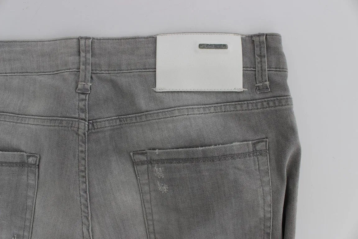 Gray Wash Denim Cotton Stretch Slim Fit Jeans