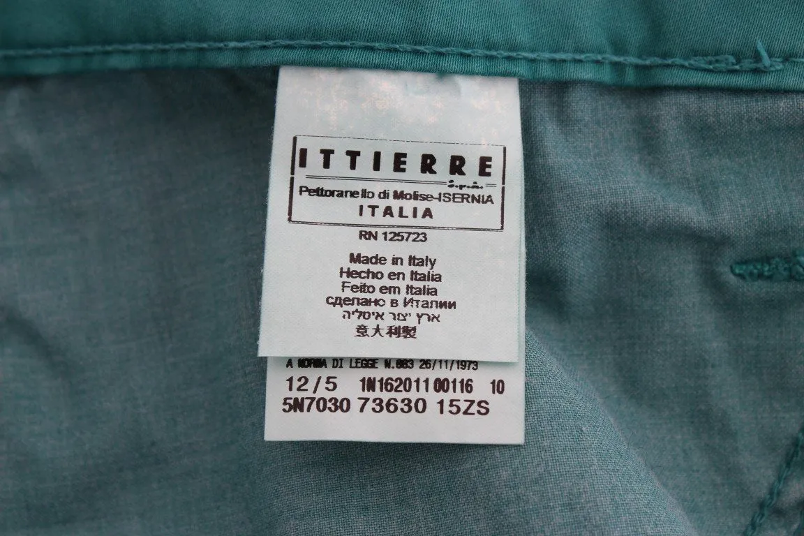 Green Cotton Blend Slim Fit Jeans