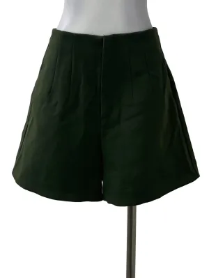 Green High Waisted Pleated Shorts