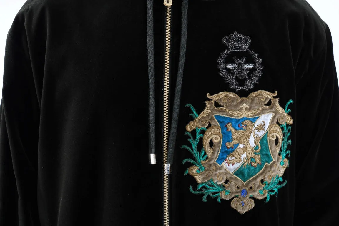 Green Velvet Zipper Hooded Sweater