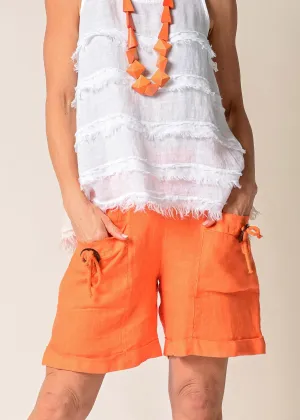 Greta Linen Shorts in Sunset Orange