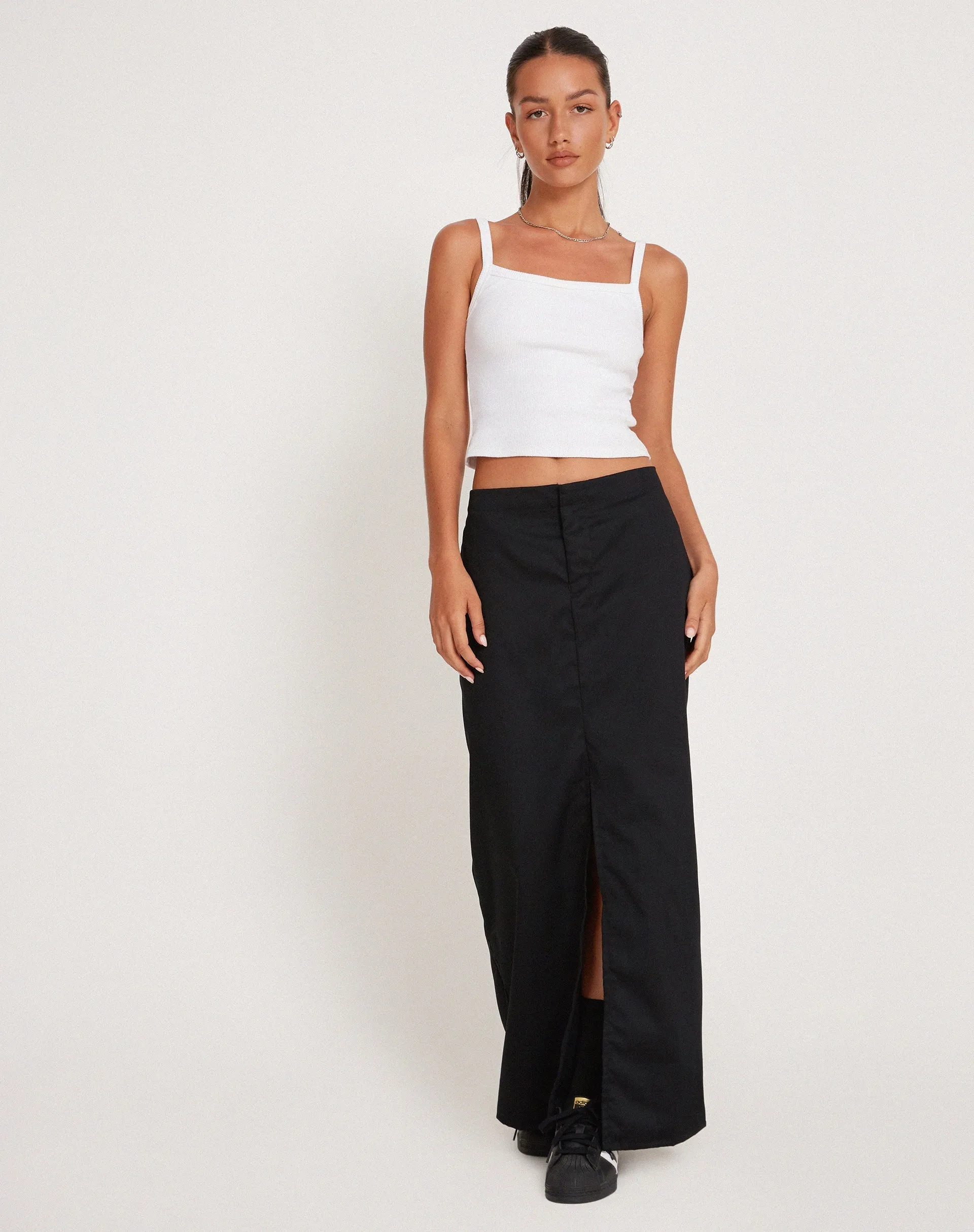 Haisley Cargo Maxi Skirt in Black