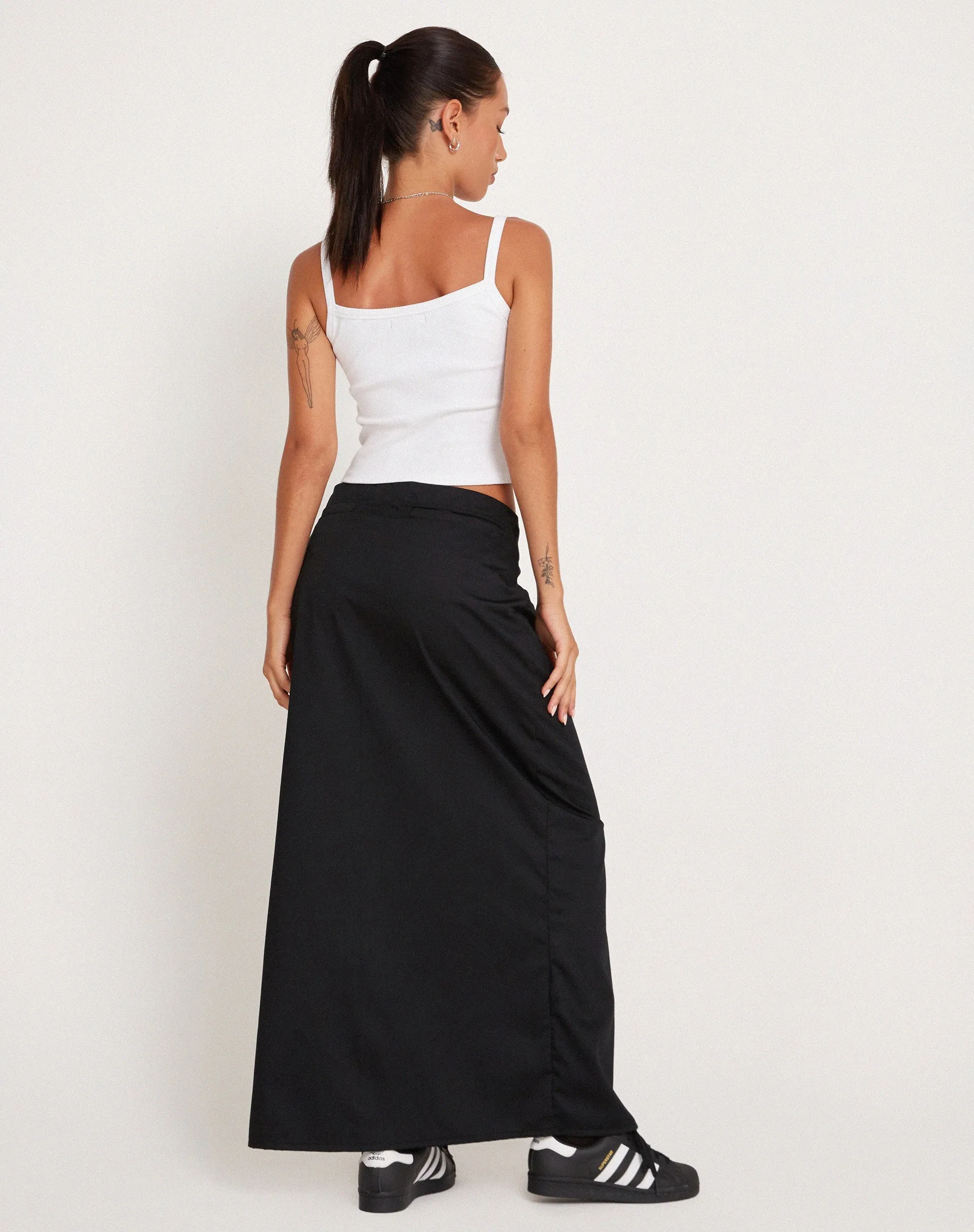 Haisley Cargo Maxi Skirt in Black