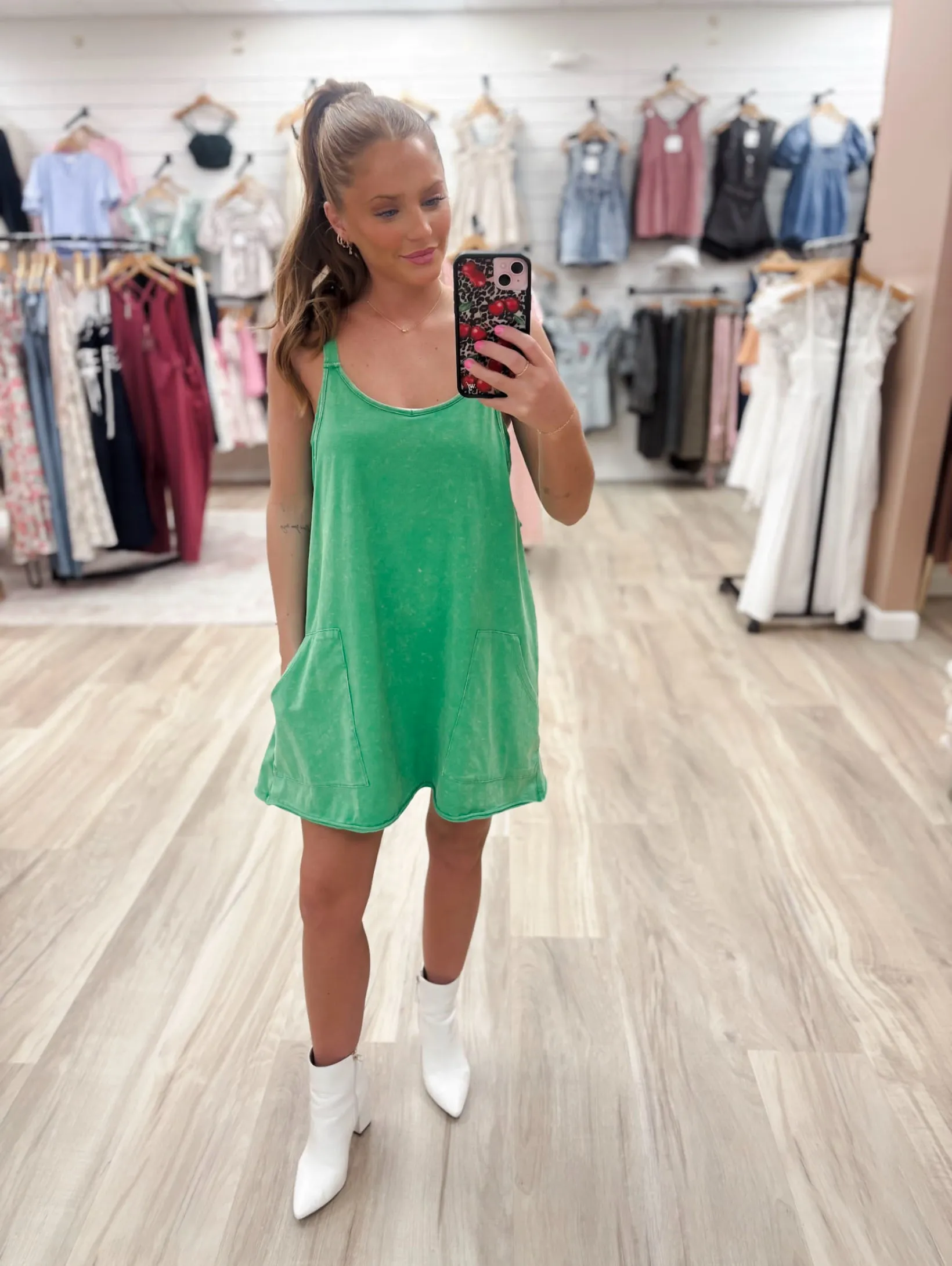 Hanna Green Dress Romper