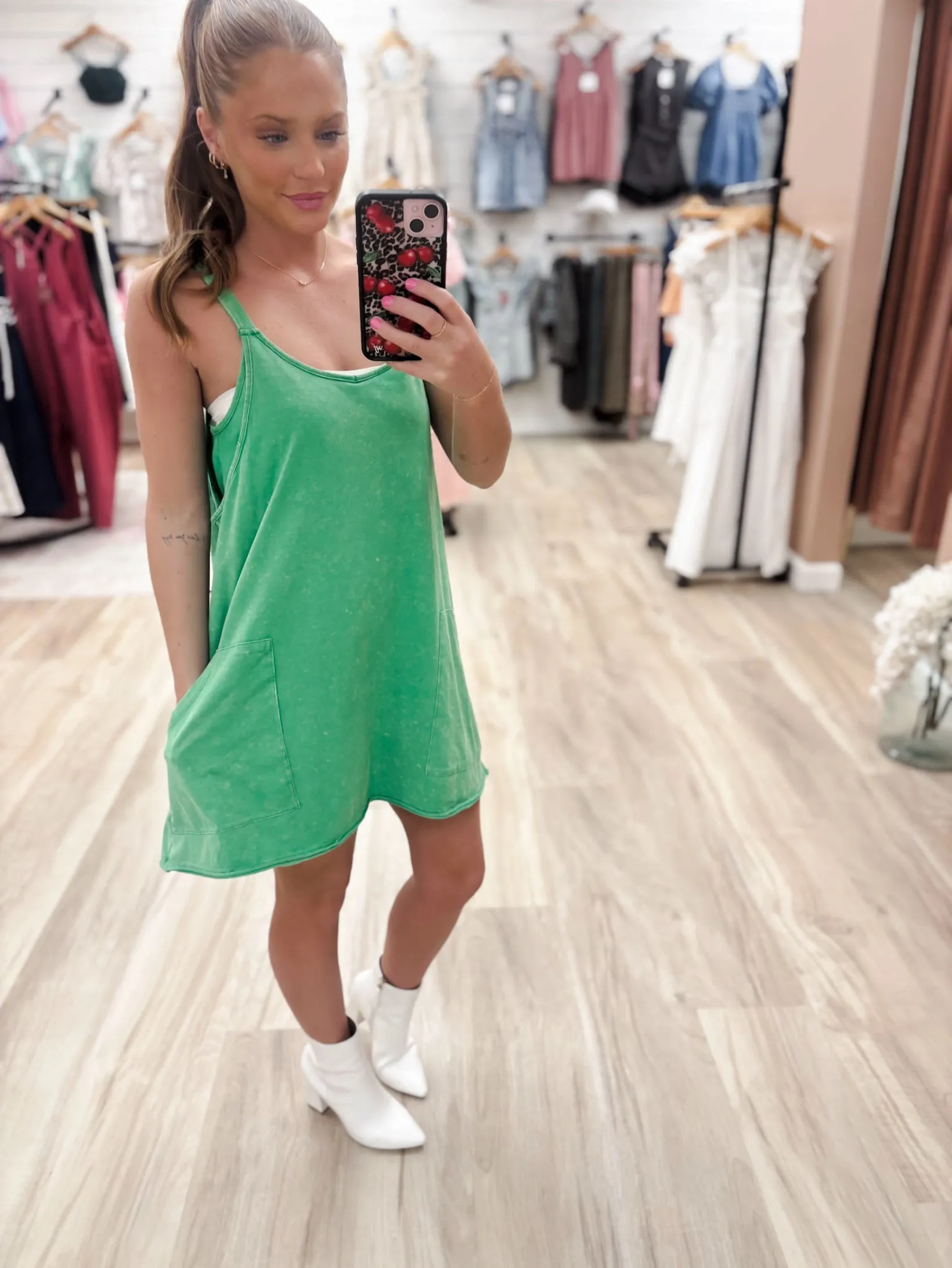 Hanna Green Dress Romper