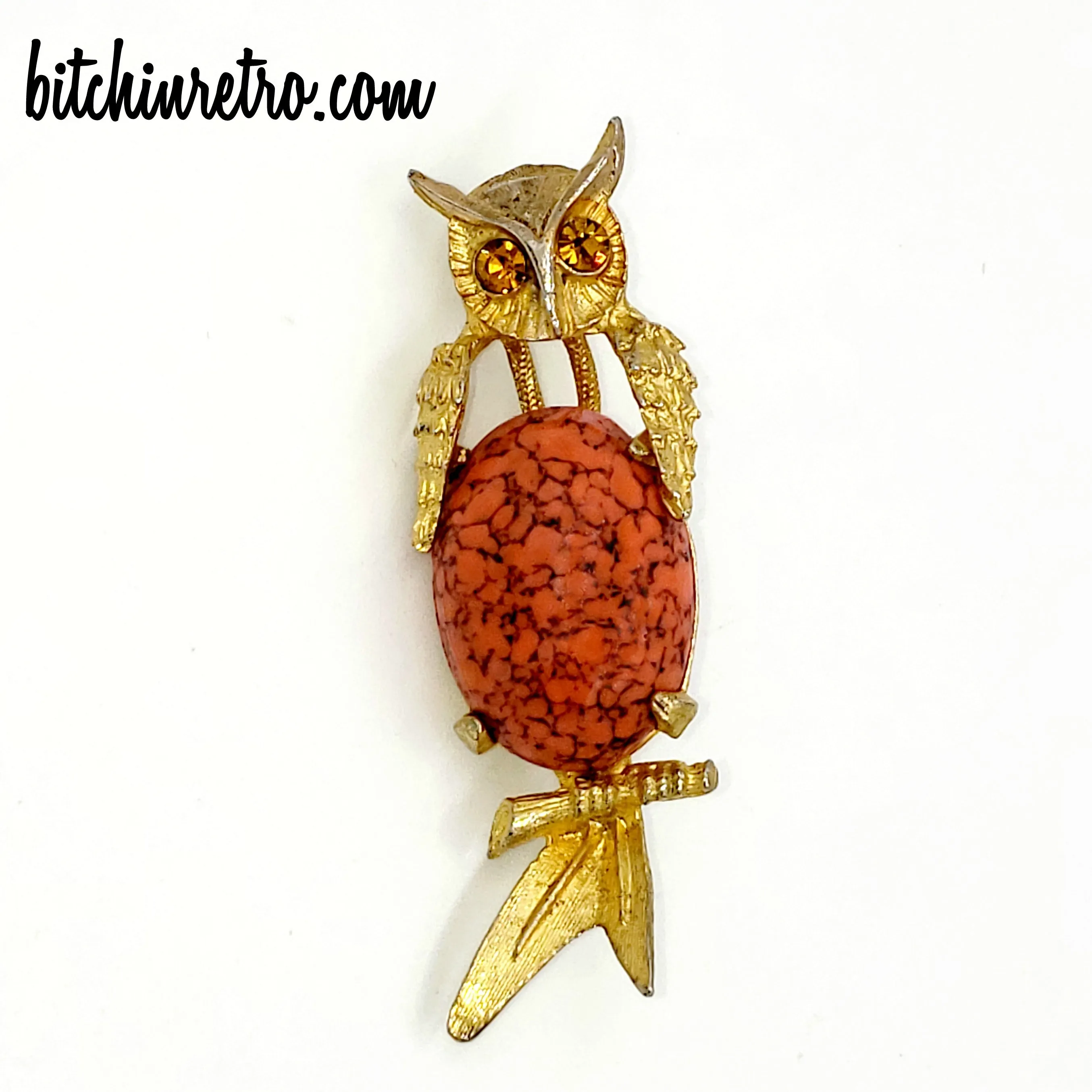 Hattie Carnegie Vintage Rhinestone Owl Brooch